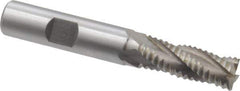 Interstate - 15/32" Diam, Coarse Pitch, 1-1/4" LOC, 4 Flute Cobalt Roughing Square End Mill - Uncoated, 3-1/4" OAL, 1/2" Shank Diam, Single End, Centercutting - USA Tool & Supply