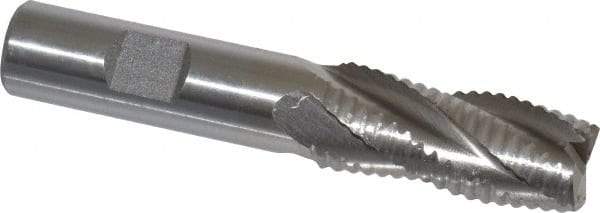 Interstate - 11/16" Diam, Coarse Pitch, 1-5/8" LOC, 4 Flute Cobalt Roughing Square End Mill - Uncoated, 3-3/4" OAL, 5/8" Shank Diam, Single End, Centercutting - USA Tool & Supply