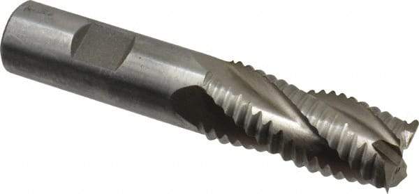 Interstate - 13/16" Diam, Coarse Pitch, 1-7/8" LOC, 4 Flute Cobalt Roughing Square End Mill - Uncoated, 4-1/8" OAL, 3/4" Shank Diam, Single End, Centercutting - USA Tool & Supply