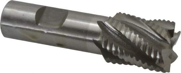 Interstate - 1" Diam, Coarse Pitch, 1-1/8" LOC, 6 Flute Cobalt Roughing Square End Mill - Uncoated, 3-3/8" OAL, 3/4" Shank Diam, Single End, Centercutting - USA Tool & Supply
