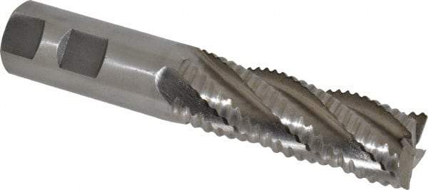 Interstate - 1" Diam, Coarse Pitch, 3" LOC, 5 Flute Cobalt Roughing Square End Mill - Uncoated, 5-1/2" OAL, 1" Shank Diam, Single End, Centercutting - USA Tool & Supply