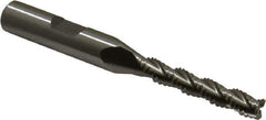 Interstate - 1/4" Diam, Coarse Pitch, 1-3/8" LOC, 3 Flute Cobalt Roughing Square End Mill - Uncoated, 3-1/8" OAL, 3/8" Shank Diam, Single End, Centercutting - USA Tool & Supply