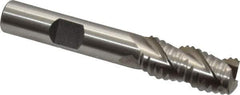 Interstate - 7/16" Diam, Coarse Pitch, 1" LOC, 3 Flute Cobalt Roughing Square End Mill - Uncoated, 2-11/16" OAL, 3/8" Shank Diam, Single End, Centercutting - USA Tool & Supply