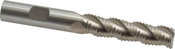 Interstate - 1/2" Diam, Coarse Pitch, 2" LOC, 3 Flute Cobalt Roughing Square End Mill - Uncoated, 4" OAL, 1/2" Shank Diam, Single End, Centercutting - USA Tool & Supply