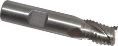Interstate - 1/2" Diam, Coarse Pitch, 5/8" LOC, 3 Flute Cobalt Roughing Square End Mill - Uncoated, 2-5/8" OAL, 1/2" Shank Diam, Single End, Centercutting - USA Tool & Supply