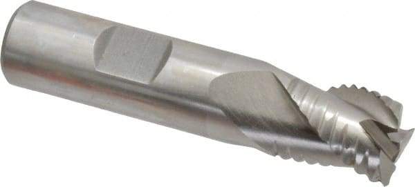 Interstate - 5/8" Diam, Coarse Pitch, 3/4" LOC, 3 Flute Cobalt Roughing Square End Mill - Uncoated, 2-7/8" OAL, 5/8" Shank Diam, Single End, Centercutting - USA Tool & Supply