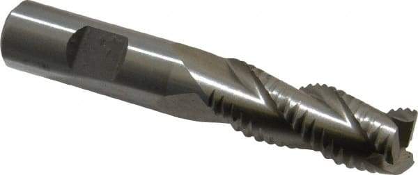 Interstate - 5/8" Diam, Coarse Pitch, 1-5/8" LOC, 3 Flute Cobalt Roughing Square End Mill - Uncoated, 3-3/4" OAL, 5/8" Shank Diam, Single End, Centercutting - USA Tool & Supply