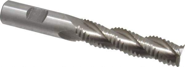 Interstate - 5/8" Diam, Coarse Pitch, 2-1/2" LOC, 3 Flute Cobalt Roughing Square End Mill - Uncoated, 4-5/8" OAL, 5/8" Shank Diam, Single End, Centercutting - USA Tool & Supply