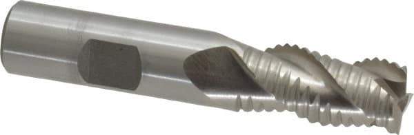 Interstate - 5/8" Diam, Coarse Pitch, 1-1/4" LOC, 3 Flute Cobalt Roughing Square End Mill - Uncoated, 3-3/8" OAL, 5/8" Shank Diam, Single End, Centercutting - USA Tool & Supply