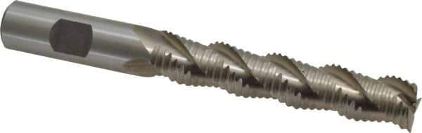 Interstate - 5/8" Diam, Coarse Pitch, 3-1/8" LOC, 3 Flute Cobalt Roughing Square End Mill - Uncoated, 5-1/4" OAL, 5/8" Shank Diam, Single End, Centercutting - USA Tool & Supply