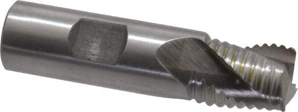 Interstate - 3/4" Diam, Coarse Pitch, 3/4" LOC, 3 Flute Cobalt Roughing Square End Mill - Uncoated, 3" OAL, 3/4" Shank Diam, Single End, Centercutting - USA Tool & Supply