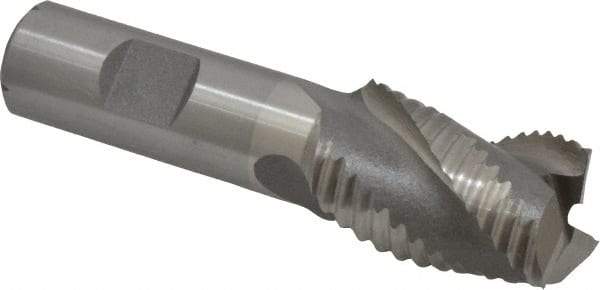 Interstate - 1" Diam, Coarse Pitch, 1-1/2" LOC, 3 Flute Cobalt Roughing Square End Mill - Uncoated, 3-3/4" OAL, 3/4" Shank Diam, Single End, Centercutting - USA Tool & Supply