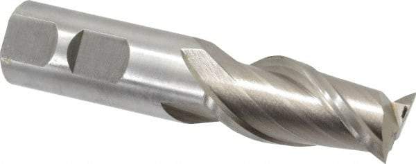 Interstate - 7/8", 1-7/8" LOC, 7/8" Shank Diam, 4-1/8" OAL, 2 Flute, High Speed Steel Square End Mill - Single End, Uncoated, Spiral Flute, Centercutting, Right Hand Cut, Right Hand Flute - USA Tool & Supply