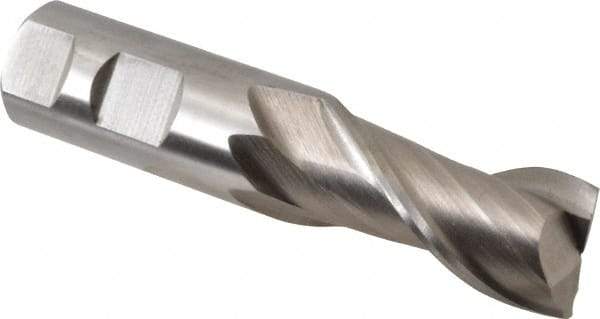Interstate - 1", 2" LOC, 1" Shank Diam, 4-1/2" OAL, 2 Flute, High Speed Steel Square End Mill - Single End, Uncoated, Spiral Flute, Centercutting, Right Hand Cut, Right Hand Flute - USA Tool & Supply
