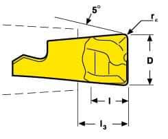 Seco - MM10 MD04 Grade F30M Carbide End Milling Tip Insert - TiAlN/TiN Finish, 2 Flutes, 0.394" Cutting Diam, 0.279" Depth of Cut, 0.334" Extension, 0.039" Cnr Rad - USA Tool & Supply
