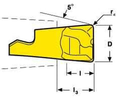 Seco - MM10 MD04 Grade F30M Carbide End Milling Tip Insert - TiAlN/TiN Finish, 2 Flutes, 0.394" Cutting Diam, 0.279" Depth of Cut, 0.334" Extension, 0.039" Cnr Rad - USA Tool & Supply
