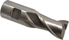 Interstate - 1-1/4", 2" LOC, 1-1/4" Shank Diam, 4-1/2" OAL, 2 Flute, High Speed Steel Square End Mill - Single End, Uncoated, Spiral Flute, Centercutting, Right Hand Cut, Right Hand Flute - USA Tool & Supply