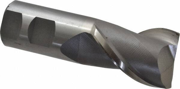 Interstate - 1-1/2", 2" LOC, 1-1/4" Shank Diam, 4-1/2" OAL, 2 Flute, High Speed Steel Square End Mill - Single End, Uncoated, Spiral Flute, Centercutting, Right Hand Cut, Right Hand Flute - USA Tool & Supply