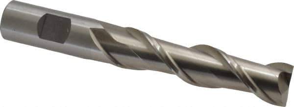 Interstate - 3/4", 3" LOC, 3/4" Shank Diam, 5-1/4" OAL, 2 Flute, High Speed Steel Square End Mill - Single End, Uncoated, Spiral Flute, Centercutting, Right Hand Cut, Right Hand Flute - USA Tool & Supply