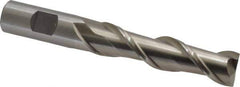 Interstate - 3/4", 3" LOC, 3/4" Shank Diam, 5-1/4" OAL, 2 Flute, High Speed Steel Square End Mill - Single End, Uncoated, Spiral Flute, Centercutting, Right Hand Cut, Right Hand Flute - USA Tool & Supply