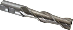 Interstate - 1", 4" LOC, 1" Shank Diam, 6-1/2" OAL, 2 Flute, High Speed Steel Square End Mill - Single End, Uncoated, Spiral Flute, Centercutting, Right Hand Cut, Right Hand Flute - USA Tool & Supply