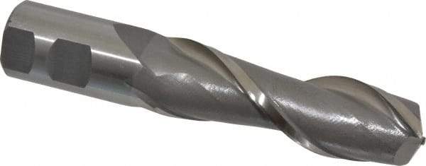 Interstate - 1-1/4", 4" LOC, 1-1/4" Shank Diam, 6-1/2" OAL, 2 Flute, High Speed Steel Square End Mill - Single End, Uncoated, Spiral Flute, Centercutting, Right Hand Cut, Right Hand Flute - USA Tool & Supply