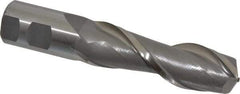 Interstate - 1-1/4", 4" LOC, 1-1/4" Shank Diam, 6-1/2" OAL, 2 Flute, High Speed Steel Square End Mill - Single End, Uncoated, Spiral Flute, Centercutting, Right Hand Cut, Right Hand Flute - USA Tool & Supply