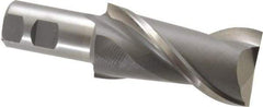 Interstate - 2", 4" LOC, 1-1/4" Shank Diam, 6-1/2" OAL, 2 Flute, High Speed Steel Square End Mill - Single End, Uncoated, Spiral Flute, Centercutting, Right Hand Cut, Right Hand Flute - USA Tool & Supply