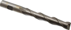 Interstate - 5/8", 4" LOC, 5/8" Shank Diam, 6-1/8" OAL, 2 Flute, High Speed Steel Square End Mill - Single End, Uncoated, Spiral Flute, 37° Helix, Centercutting, Right Hand Cut, Right Hand Flute - USA Tool & Supply