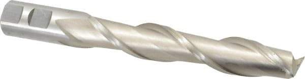 Interstate - 7/8", 5" LOC, 7/8" Shank Diam, 7-1/4" OAL, 2 Flute, High Speed Steel Square End Mill - Single End, Uncoated, Spiral Flute, 37° Helix, Centercutting, Right Hand Cut, Right Hand Flute - USA Tool & Supply