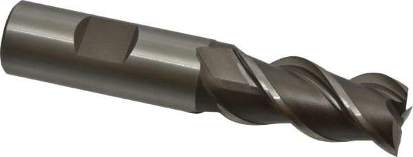 Interstate - 3/4" Diam, 1-5/8" LOC, 3 Flute Cobalt Roughing & Finishing Square End Mill - Uncoated, 3-7/8" OAL, 3/4" Shank Diam, Straight Shank, 45° Helix, Centercutting - USA Tool & Supply