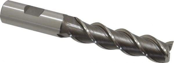 Interstate - 3/4" Diam, 3" LOC, 3 Flute Cobalt Roughing & Finishing Square End Mill - Uncoated, 5-1/4" OAL, 3/4" Shank Diam, Straight Shank, 45° Helix, Centercutting - USA Tool & Supply