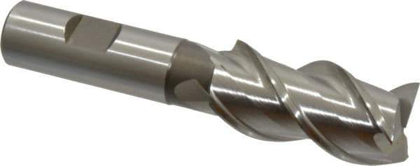 Interstate - 1" Diam, 2" LOC, 3 Flute Cobalt Roughing & Finishing Square End Mill - Uncoated, 4-1/2" OAL, 3/4" Shank Diam, Straight Shank, 45° Helix, Centercutting - USA Tool & Supply