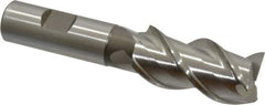 Interstate - 1" Diam, 2" LOC, 3 Flute Cobalt Roughing & Finishing Square End Mill - Uncoated, 4-1/2" OAL, 3/4" Shank Diam, Straight Shank, 45° Helix, Centercutting - USA Tool & Supply