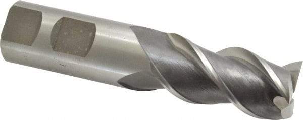 Interstate - 1" Diam, 2" LOC, 3 Flute Cobalt Roughing & Finishing Square End Mill - Uncoated, 4-1/2" OAL, 1" Shank Diam, Straight Shank, 45° Helix, Centercutting - USA Tool & Supply