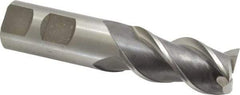 Interstate - 1" Diam, 2" LOC, 3 Flute Cobalt Roughing & Finishing Square End Mill - Uncoated, 4-1/2" OAL, 1" Shank Diam, Straight Shank, 45° Helix, Centercutting - USA Tool & Supply