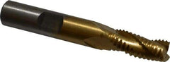 Interstate - 11/32" Diam, Coarse Pitch, 3/4" LOC, 3 Flute Cobalt Roughing Square End Mill - TiN Finish, 2-1/2" OAL, 3/8" Shank Diam, Single End, Centercutting - USA Tool & Supply