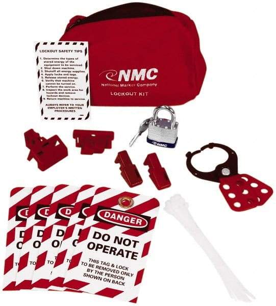 NMC - 20 Piece Electrical Lockout Kit - Keyed Differently, Comes in Pouch - USA Tool & Supply