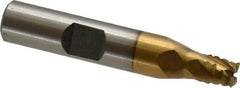 Interstate - 1/4" Diam, 5/16" LOC, 4 Flute Cobalt Roughing & Finishing Square End Mill - TiN Finish, 2-1/8" OAL, 3/8" Shank Diam, Weldon Shank, 30° Helix, Non-Centercutting - USA Tool & Supply