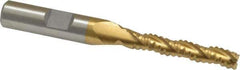 Interstate - 1/4" Diam, 1-3/8" LOC, 3 Flute Cobalt Roughing & Finishing Square End Mill - TiN Finish, 3-1/8" OAL, 3/8" Shank Diam, Weldon Shank, 30° Helix, Non-Centercutting - USA Tool & Supply