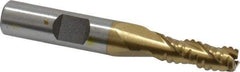 Interstate - 9/32" Diam, 3/4" LOC, 3 Flute Cobalt Roughing & Finishing Square End Mill - TiN Finish, 2-1/2" OAL, 3/8" Shank Diam, Weldon Shank, 30° Helix, Non-Centercutting - USA Tool & Supply