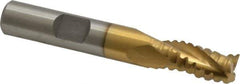 Interstate - 11/32" Diam, 3/4" LOC, 3 Flute Cobalt Roughing & Finishing Square End Mill - TiN Finish, 2-1/2" OAL, 3/8" Shank Diam, Weldon Shank, 30° Helix, Non-Centercutting - USA Tool & Supply