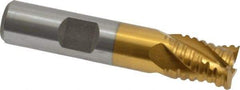 Interstate - 1/2" Diam, 5/8" LOC, 4 Flute Cobalt Roughing & Finishing Square End Mill - TiN Finish, 2-5/8" OAL, 1/2" Shank Diam, Weldon Shank, 30° Helix, Non-Centercutting - USA Tool & Supply