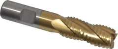 Interstate - 11/16" Diam, 1-5/8" LOC, 4 Flute Cobalt Roughing & Finishing Square End Mill - TiN Finish, 3-3/4" OAL, 5/8" Shank Diam, Weldon Shank, 30° Helix, Non-Centercutting - USA Tool & Supply