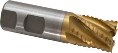 Interstate - 1" Diam, 1-1/8" LOC, 6 Flute Cobalt Roughing & Finishing Square End Mill - TiN Finish, 3-5/8" OAL, 1" Shank Diam, Weldon Shank, 30° Helix, Non-Centercutting - USA Tool & Supply