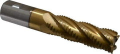Interstate - 1" Diam, 3" LOC, 5 Flute Cobalt Roughing & Finishing Square End Mill - TiN Finish, 5-1/2" OAL, 1" Shank Diam, Weldon Shank, 30° Helix, Non-Centercutting - USA Tool & Supply