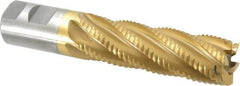 Interstate - 1-1/4" Diam, 4" LOC, 6 Flute Cobalt Roughing & Finishing Square End Mill - TiN Finish, 6-1/2" OAL, 1-1/4" Shank Diam, Weldon Shank, 30° Helix, Non-Centercutting - USA Tool & Supply