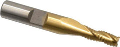 Interstate - 1/4" Diam, Coarse Pitch, 5/8" LOC, 3 Flute Cobalt Roughing Square End Mill - TiN Finish, 2-7/16" OAL, 3/8" Shank Diam, Single End, Centercutting - USA Tool & Supply