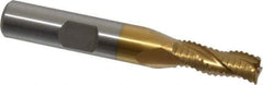 Interstate - 9/32" Diam, Coarse Pitch, 3/4" LOC, 3 Flute Cobalt Roughing Square End Mill - TiN Finish, 2-1/2" OAL, 3/8" Shank Diam, Single End, Centercutting - USA Tool & Supply