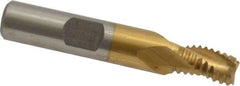 Interstate - 5/16" Diam, Coarse Pitch, 7/16" LOC, 3 Flute Cobalt Roughing Square End Mill - TiN Finish, 2-3/16" OAL, 3/8" Shank Diam, Single End, Centercutting - USA Tool & Supply